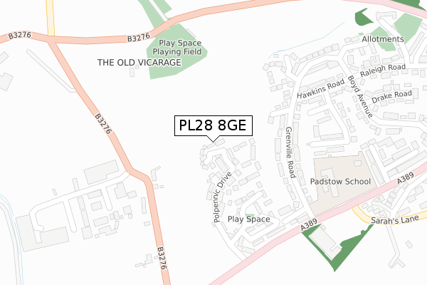 PL28 8GE map - large scale - OS Open Zoomstack (Ordnance Survey)