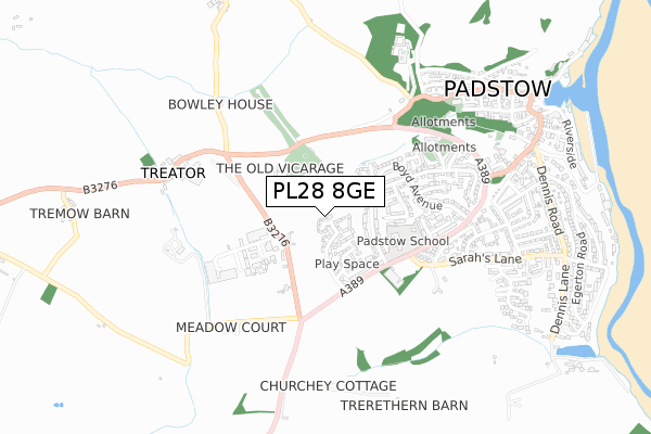 PL28 8GE map - small scale - OS Open Zoomstack (Ordnance Survey)