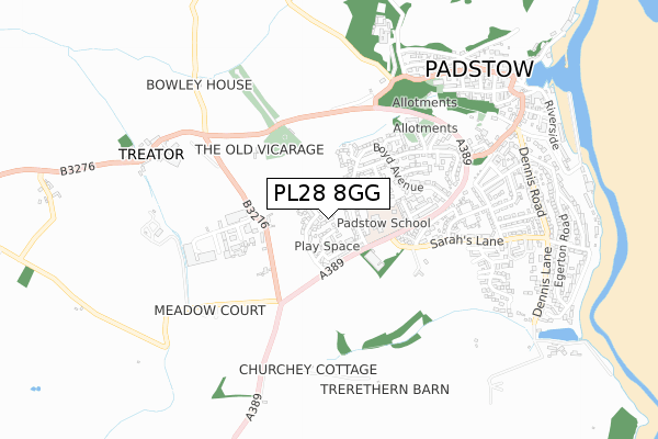 PL28 8GG map - small scale - OS Open Zoomstack (Ordnance Survey)