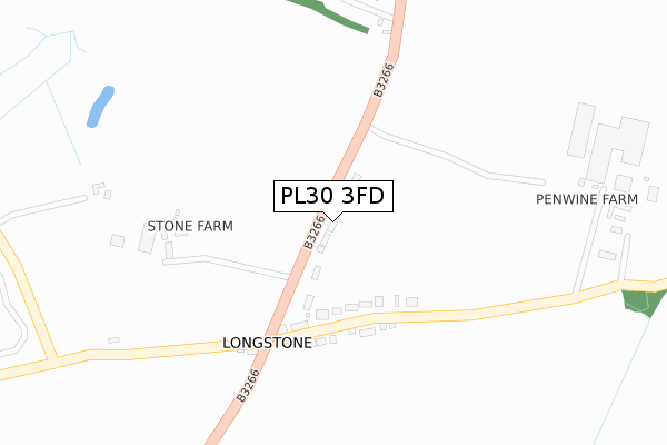 PL30 3FD map - large scale - OS Open Zoomstack (Ordnance Survey)