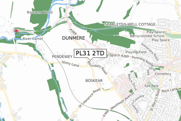 PL31 2TD map - small scale - OS Open Zoomstack (Ordnance Survey) PL31 2TD map - small scale - OS Open Zoomstack (Ordnance Survey)