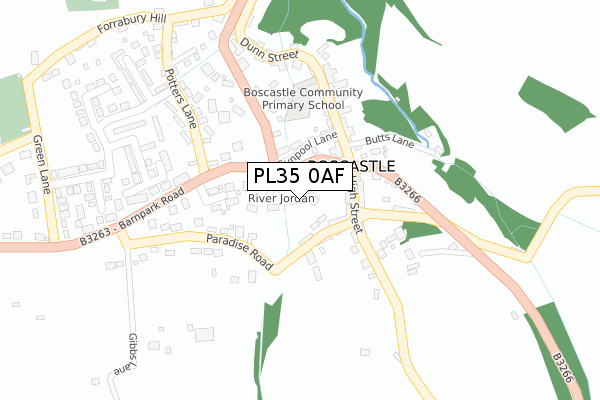 PL35 0AF map - large scale - OS Open Zoomstack (Ordnance Survey)