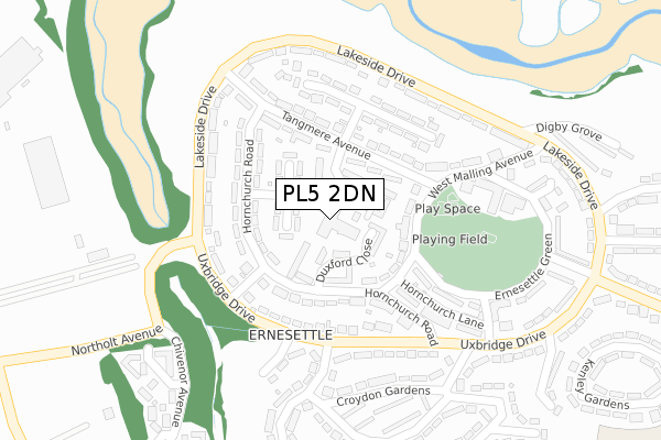 PL5 2DN map - large scale - OS Open Zoomstack (Ordnance Survey)