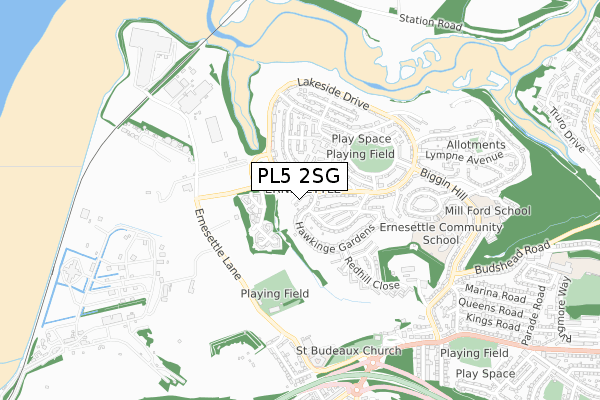 PL5 2SG map - small scale - OS Open Zoomstack (Ordnance Survey)