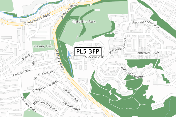 PL5 3FP map - large scale - OS Open Zoomstack (Ordnance Survey)