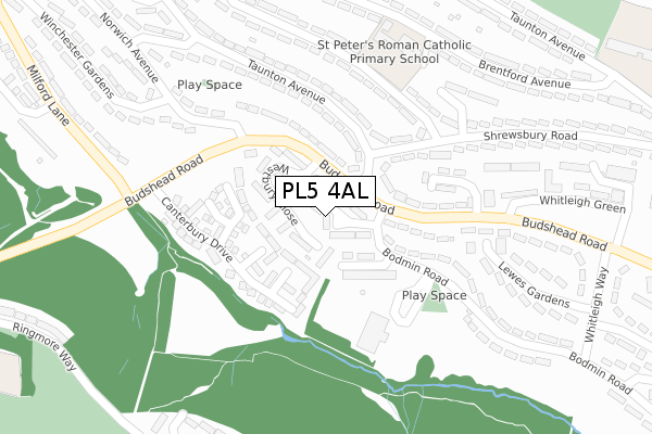 PL5 4AL map - large scale - OS Open Zoomstack (Ordnance Survey)