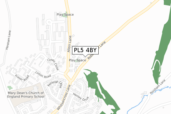 PL5 4BY map - large scale - OS Open Zoomstack (Ordnance Survey)