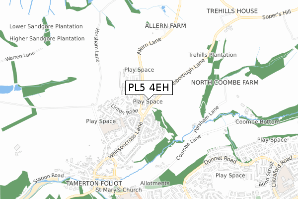 PL5 4EH map - small scale - OS Open Zoomstack (Ordnance Survey)