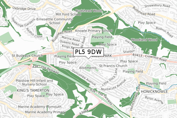 PL5 9DW map - small scale - OS Open Zoomstack (Ordnance Survey)