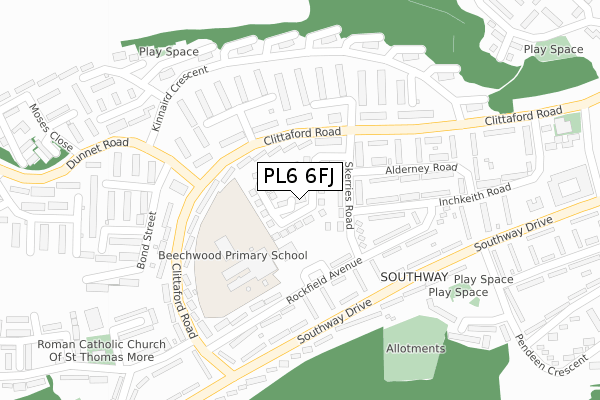 PL6 6FJ map - large scale - OS Open Zoomstack (Ordnance Survey) PL6 6FJ map - large scale - OS Open Zoomstack (Ordnance Survey)