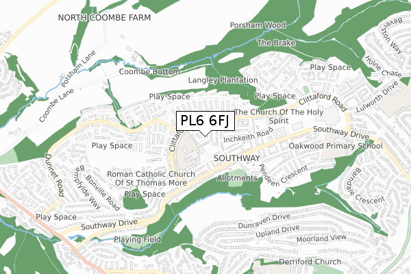PL6 6FJ map - small scale - OS Open Zoomstack (Ordnance Survey) PL6 6FJ map - small scale - OS Open Zoomstack (Ordnance Survey)