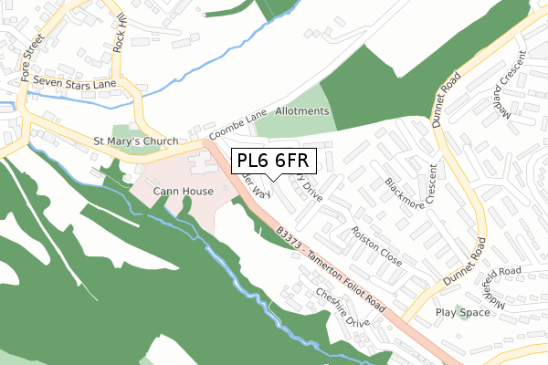 PL6 6FR map - large scale - OS Open Zoomstack (Ordnance Survey)