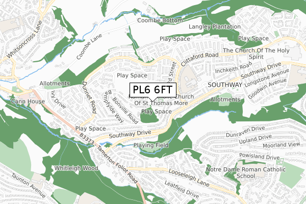 PL6 6FT map - small scale - OS Open Zoomstack (Ordnance Survey)