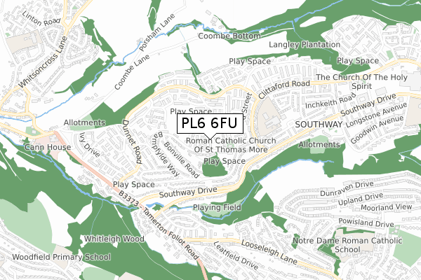 PL6 6FU map - small scale - OS Open Zoomstack (Ordnance Survey)