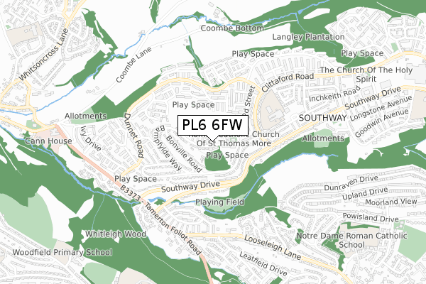 PL6 6FW map - small scale - OS Open Zoomstack (Ordnance Survey) PL6 6FW map - small scale - OS Open Zoomstack (Ordnance Survey)