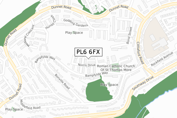 PL6 6FX map - large scale - OS Open Zoomstack (Ordnance Survey)