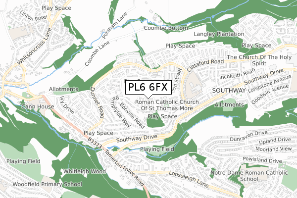PL6 6FX map - small scale - OS Open Zoomstack (Ordnance Survey)