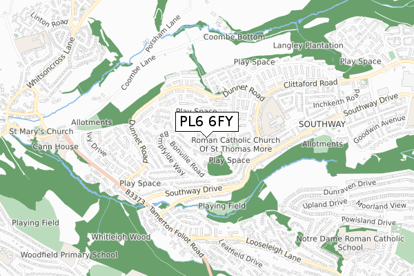 PL6 6FY map - small scale - OS Open Zoomstack (Ordnance Survey) PL6 6FY map - small scale - OS Open Zoomstack (Ordnance Survey)