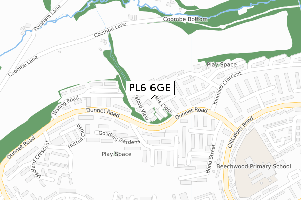 PL6 6GE map - large scale - OS Open Zoomstack (Ordnance Survey)