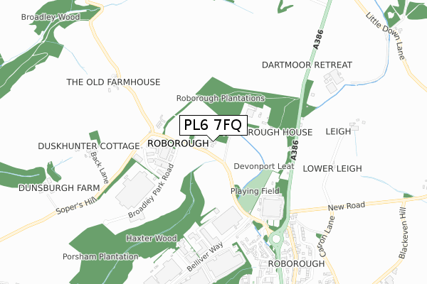 PL6 7FQ map - small scale - OS Open Zoomstack (Ordnance Survey)