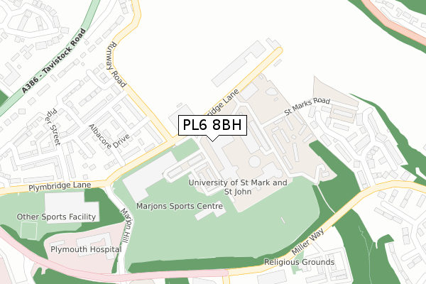 PL6 8BH map - large scale - OS Open Zoomstack (Ordnance Survey)
