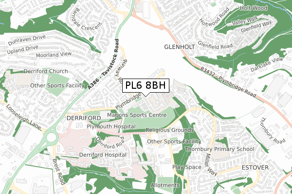 PL6 8BH map - small scale - OS Open Zoomstack (Ordnance Survey)