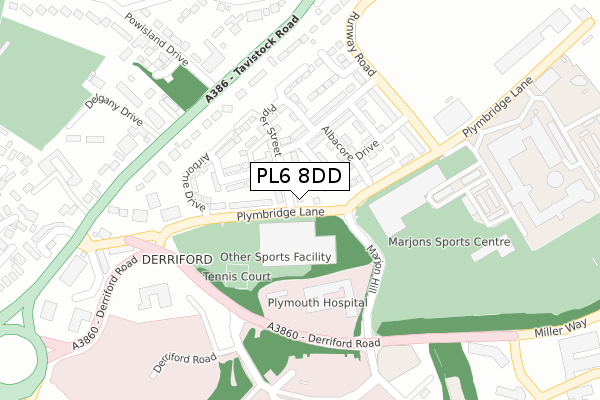 PL6 8DD map - large scale - OS Open Zoomstack (Ordnance Survey)