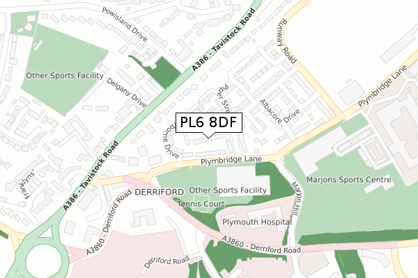 PL6 8DF map - large scale - OS Open Zoomstack (Ordnance Survey)