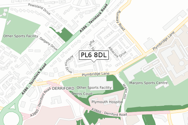 PL6 8DL map - large scale - OS Open Zoomstack (Ordnance Survey)