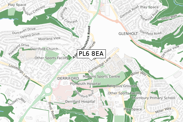 PL6 8EA map - small scale - OS Open Zoomstack (Ordnance Survey) PL6 8EA map - small scale - OS Open Zoomstack (Ordnance Survey)