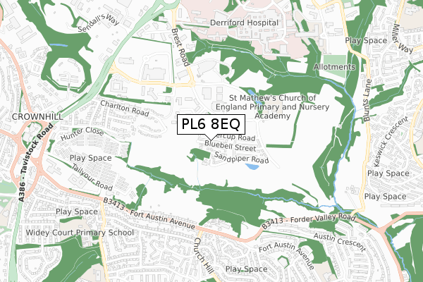 PL6 8EQ map - small scale - OS Open Zoomstack (Ordnance Survey)