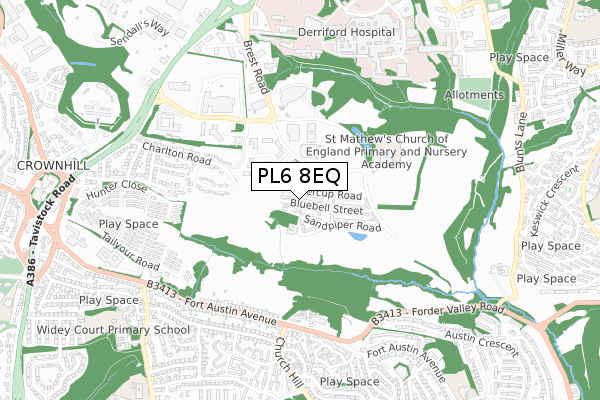 PL6 8EQ map - small scale - OS Open Zoomstack (Ordnance Survey) PL6 8EQ map - small scale - OS Open Zoomstack (Ordnance Survey)