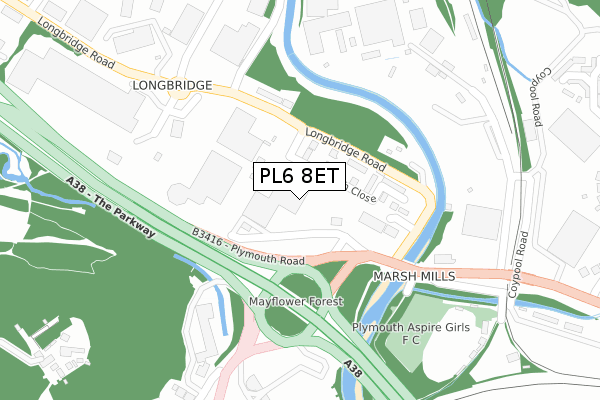 PL6 8ET map - large scale - OS Open Zoomstack (Ordnance Survey)