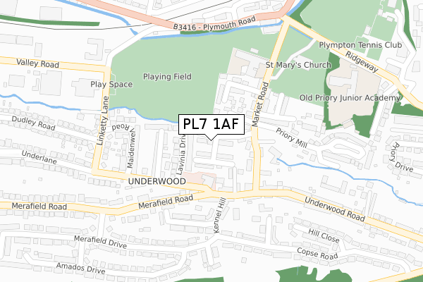 PL7 1AF map - large scale - OS Open Zoomstack (Ordnance Survey)