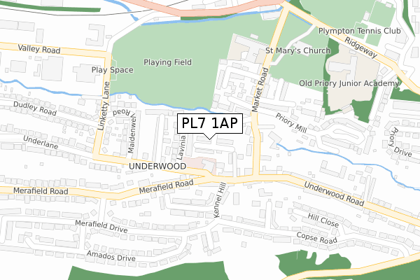 PL7 1AP map - large scale - OS Open Zoomstack (Ordnance Survey)