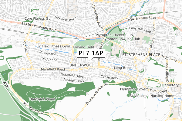 PL7 1AP map - small scale - OS Open Zoomstack (Ordnance Survey)