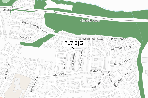 PL7 2JG map - large scale - OS Open Zoomstack (Ordnance Survey)