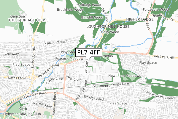 PL7 4FF map - small scale - OS Open Zoomstack (Ordnance Survey)