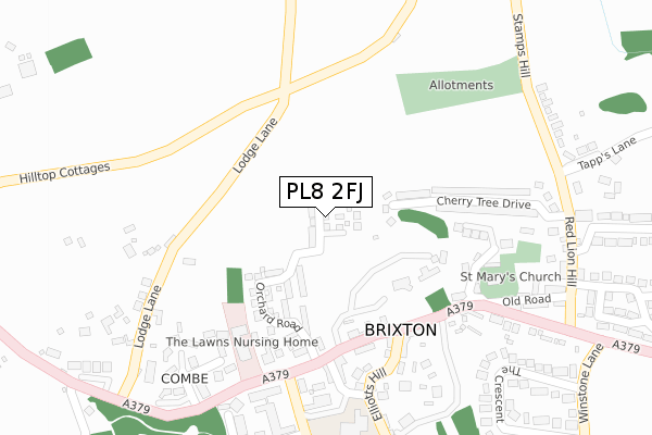 PL8 2FJ map - large scale - OS Open Zoomstack (Ordnance Survey)