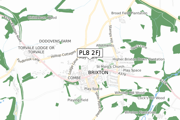 PL8 2FJ map - small scale - OS Open Zoomstack (Ordnance Survey)