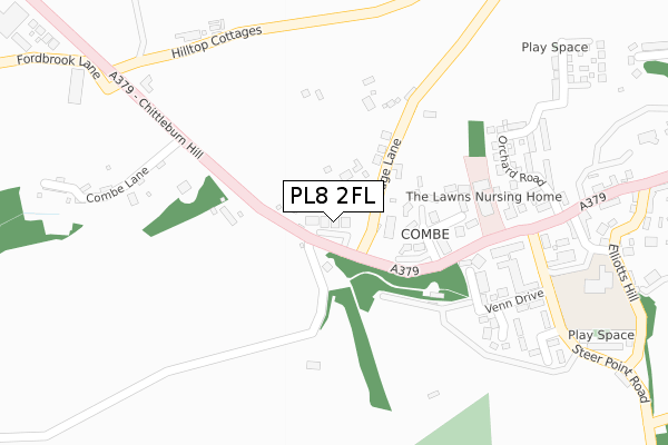 PL8 2FL map - large scale - OS Open Zoomstack (Ordnance Survey)