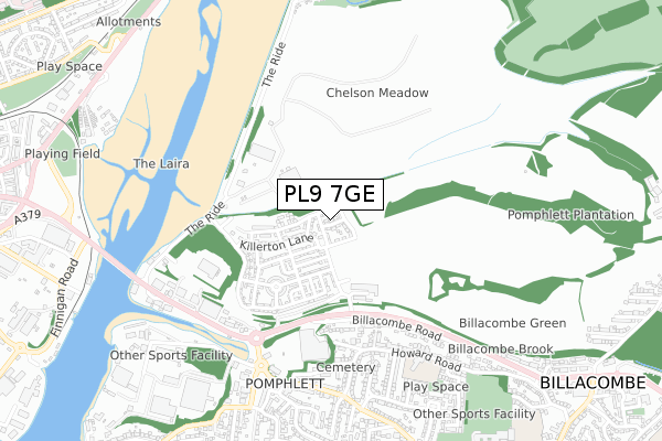 PL9 7GE map - small scale - OS Open Zoomstack (Ordnance Survey)