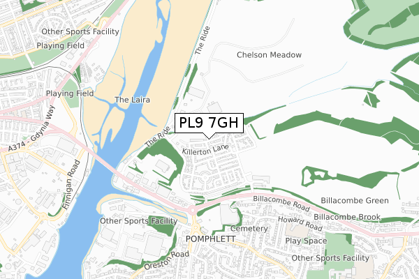 PL9 7GH map - small scale - OS Open Zoomstack (Ordnance Survey)