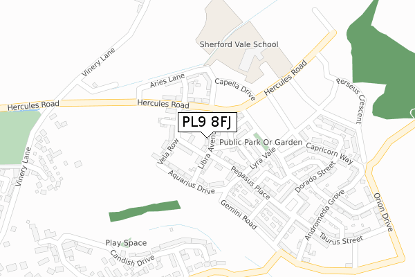 PL9 8FJ map - large scale - OS Open Zoomstack (Ordnance Survey)