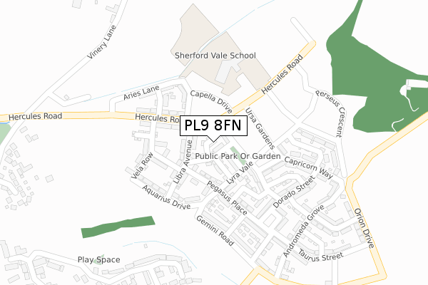 PL9 8FN map - large scale - OS Open Zoomstack (Ordnance Survey)