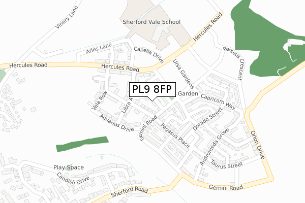 PL9 8FP map - large scale - OS Open Zoomstack (Ordnance Survey)