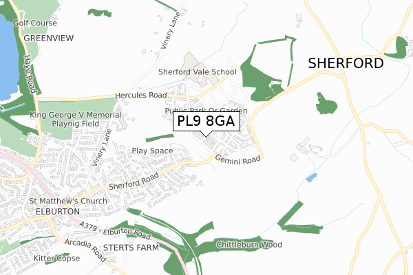 PL9 8GA map - small scale - OS Open Zoomstack (Ordnance Survey)