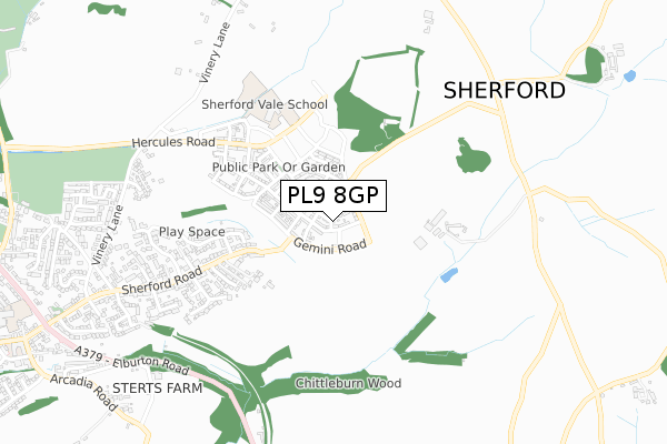 PL9 8GP map - small scale - OS Open Zoomstack (Ordnance Survey)