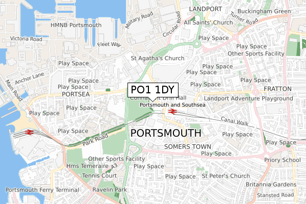 PO1 1DY map - small scale - OS Open Zoomstack (Ordnance Survey) PO1 1DY map - small scale - OS Open Zoomstack (Ordnance Survey)