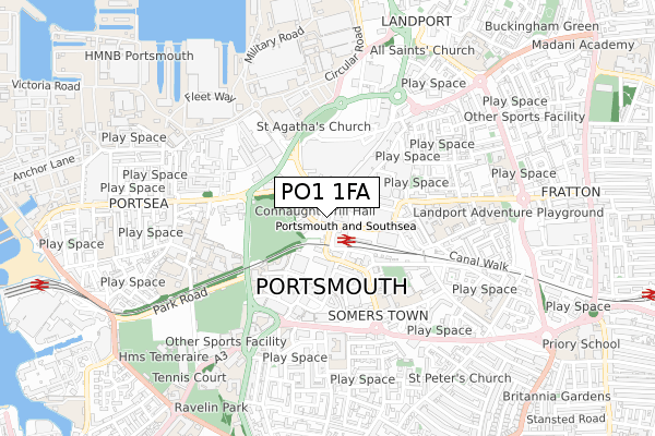PO1 1FA map - small scale - OS Open Zoomstack (Ordnance Survey)